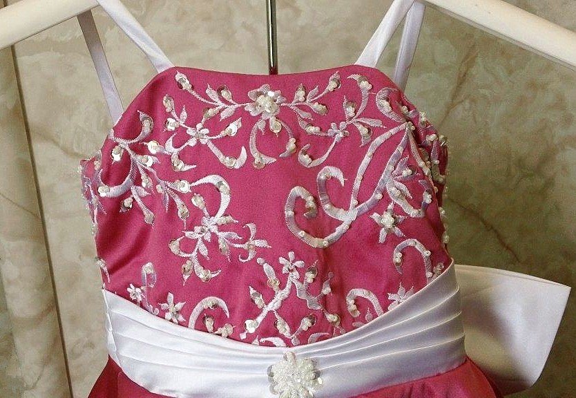 watermelon and white mini gown